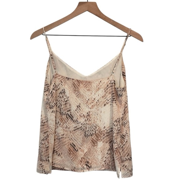 L'AGENCE Jane Blush and Cream Snake Print Camisole, 100% Silk, Size XS - Picture 4 of 14